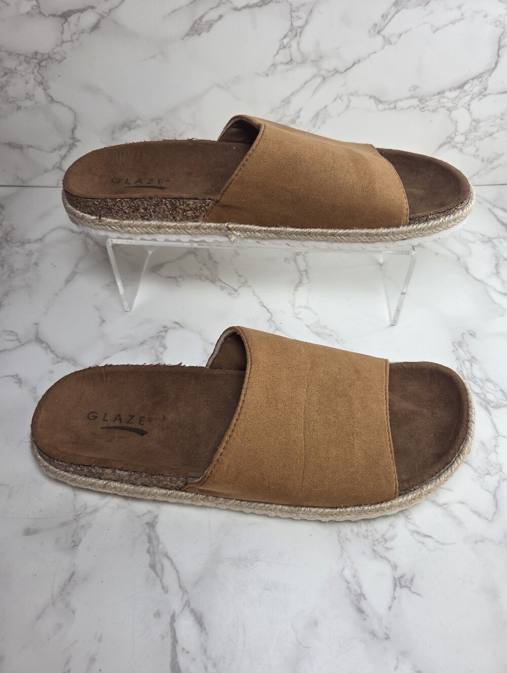 Glaze Suede Cognac Slide Mules(B50) - Picture 3 of 6
